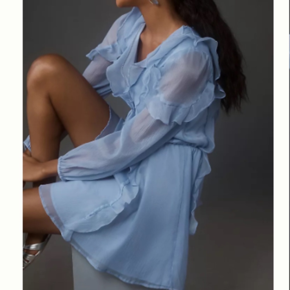 Hutch Long-Sleeve Frilled Romper in Sky sz medium NWT - Picture 4 of 4